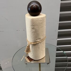 Elegant Paper Towel Holder with Dark Brown Top